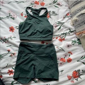 GREEN OV BIKER AND SPORTS BRA SET